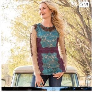 NIB Sundance Elegant Multicolor Lace Dress Size 8